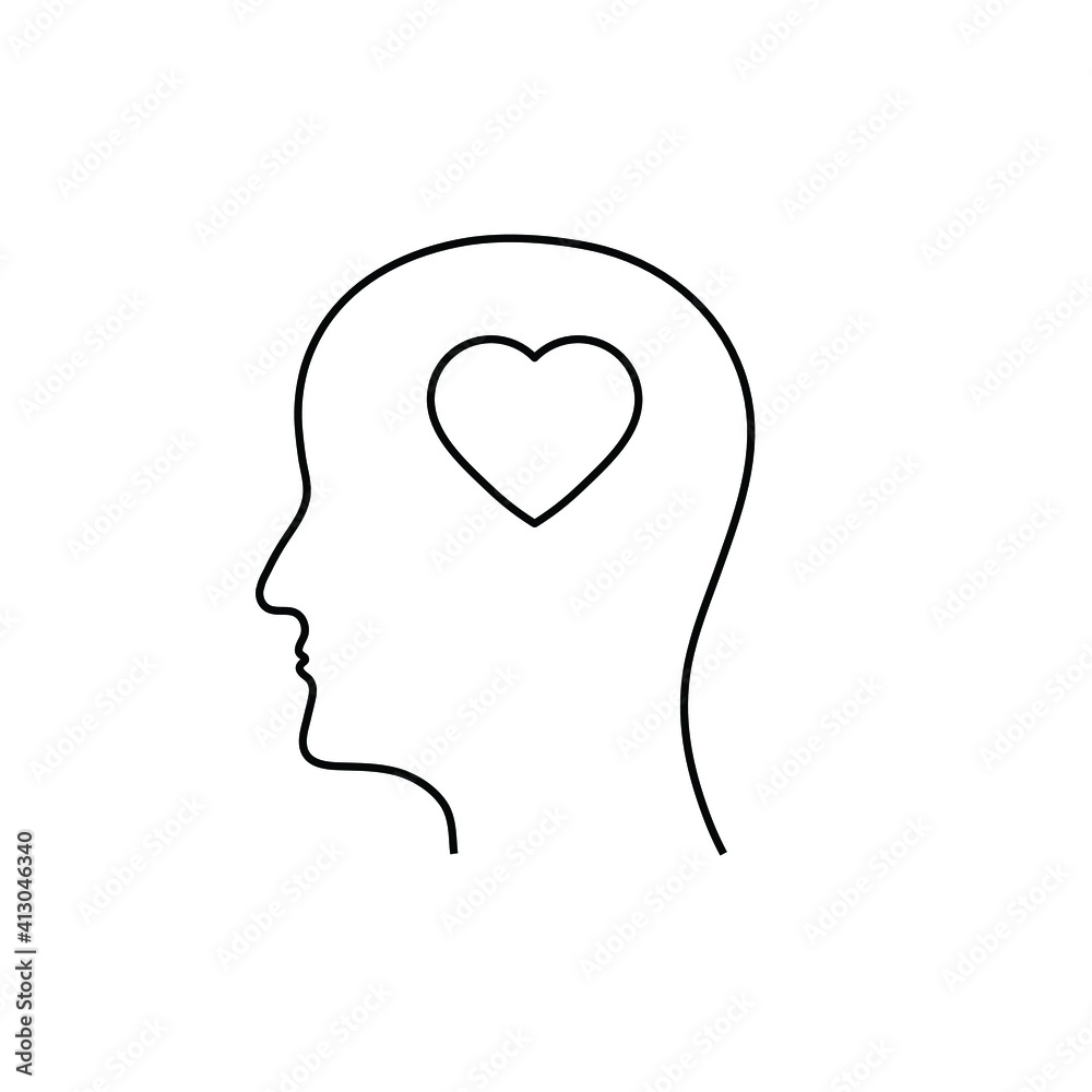 head ond heart icon. love sign vector head ond heart icon. love sign vector