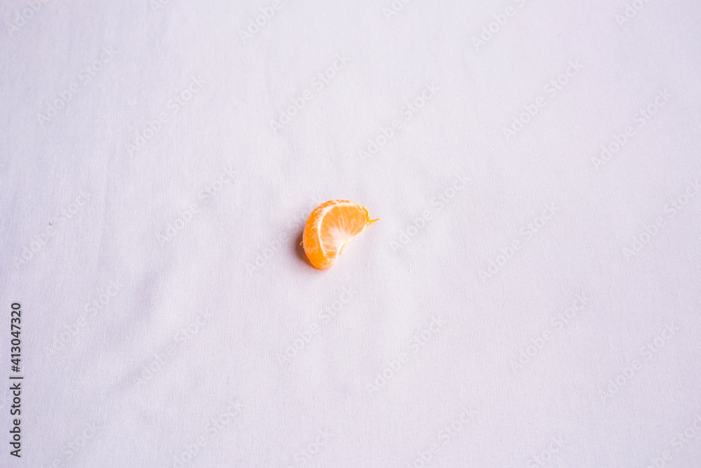 one piece mandarin on white background
