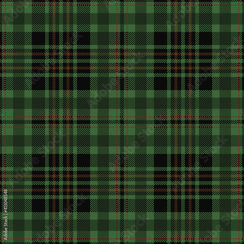 Green, black and red plaid. Tartan pattern for textile, paper and other prints.