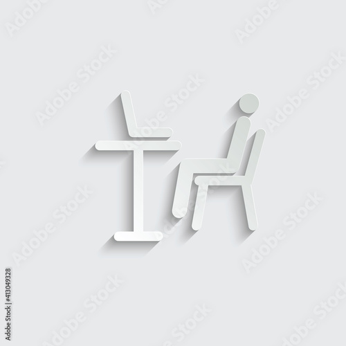 paper Businessman icon. man person working. work at home stay home icon  sign lockdown icon quarantine 