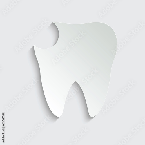 paper damaged tooth  black vector icon. toothache icon 