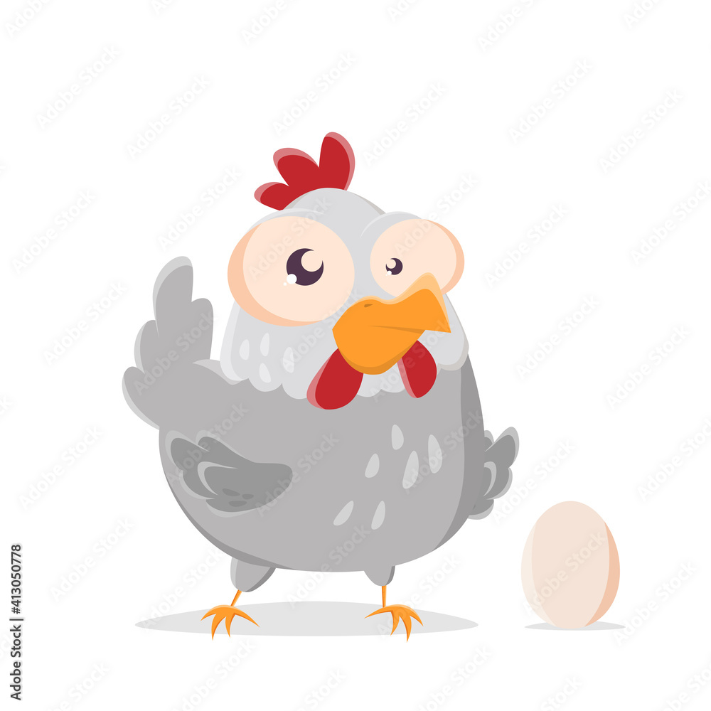 funny cartoon illustration of a chicken with an egg funny cartoon illustration of a chicken with an egg