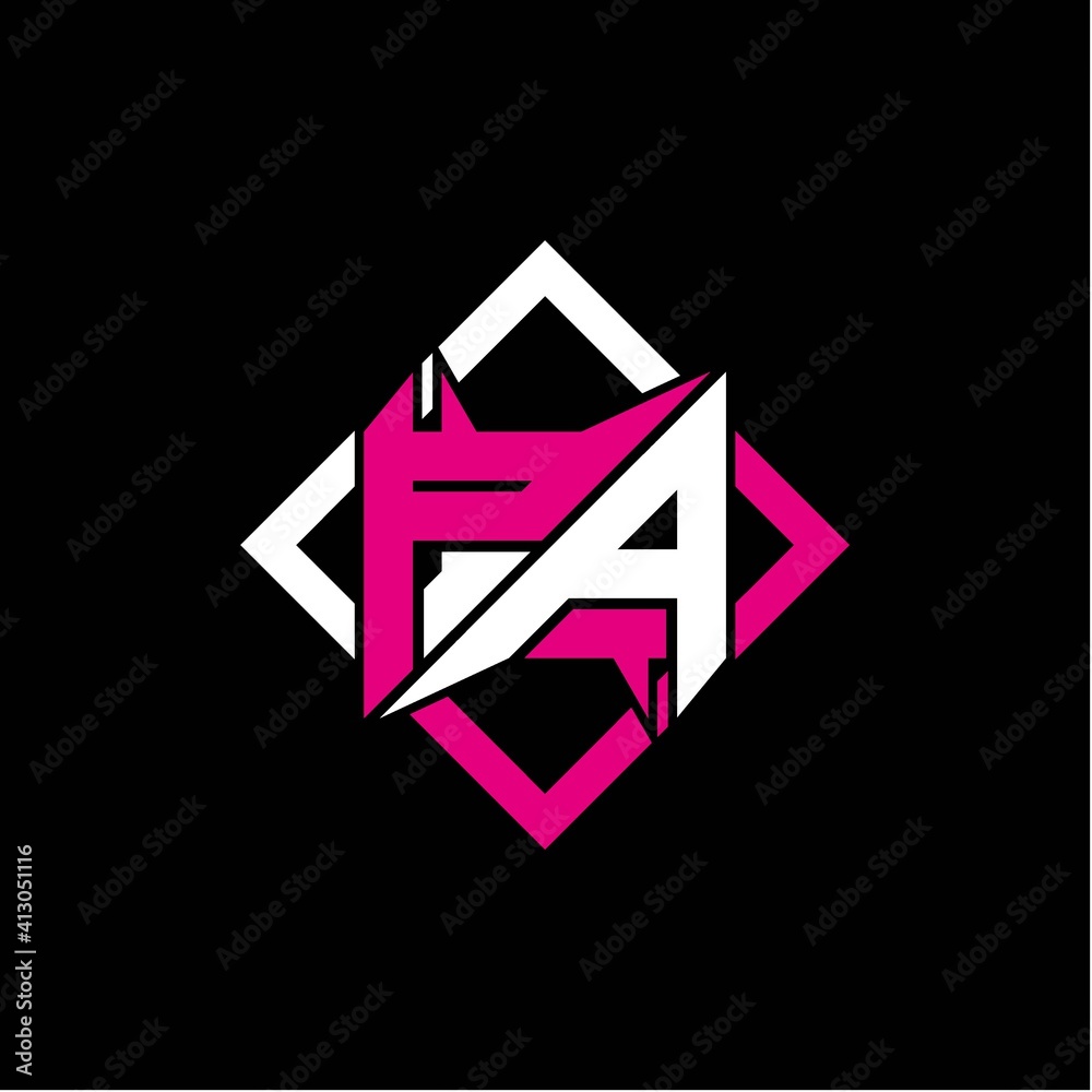 Modern minimalist design with letter P A initials and rectangular frame