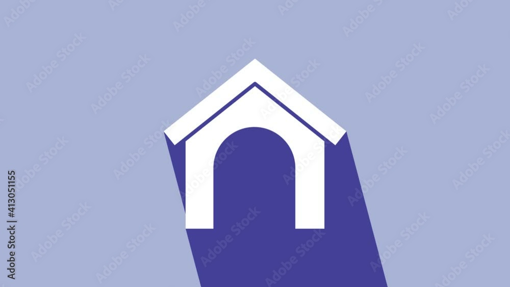 White Dog house icon isolated on purple background. Dog kennel. 4K Video motion graphic animation White Dog house icon isolated on purple background. Dog kennel. 4K Video motion graphic animation