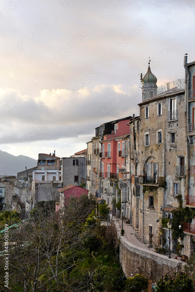 Panoramic view of the old town of Guardia Sanframondi in the province of Salerno, Italy.