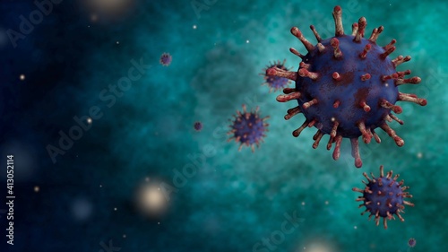 3D illustration flu coronavirus floating. Pandemic of Covid 19 virus infection. © REC Stock Footage