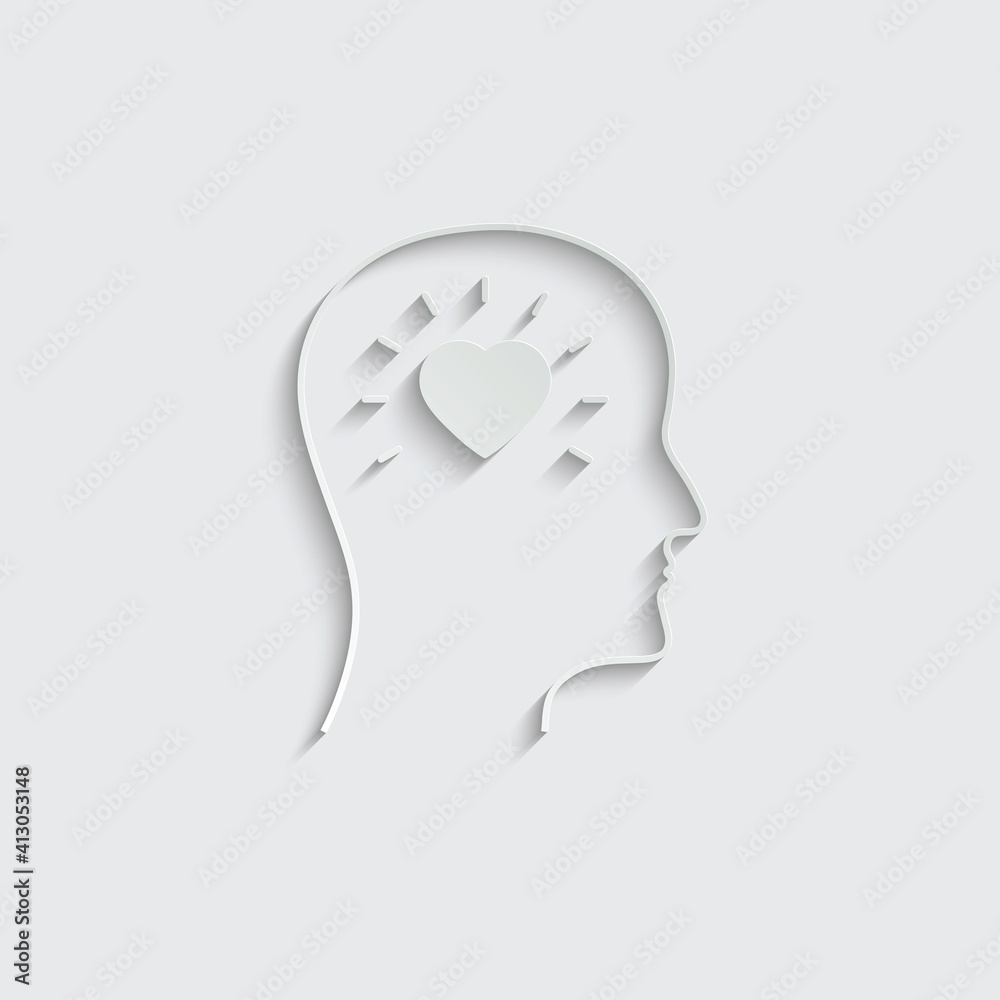 Paper head with heart icon. love sign vector Paper head with heart icon. love sign vector