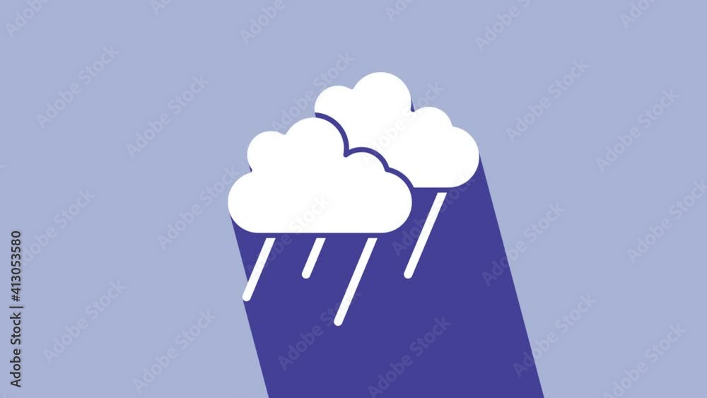 White Cloud with rain icon isolated on purple background. Rain cloud precipitation with rain drops. 4K Video motion graphic animation White Cloud with rain icon isolated on purple background. Rain cloud precipitation with rain drops. 4K Video motion graphic animation