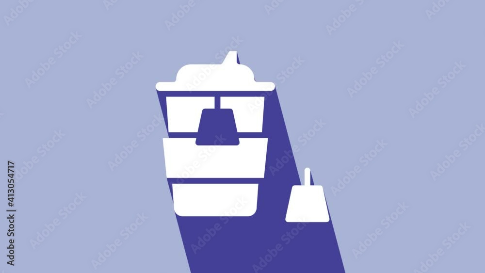 White Coffee cup to go icon isolated on purple background. 4K Video motion graphic animation