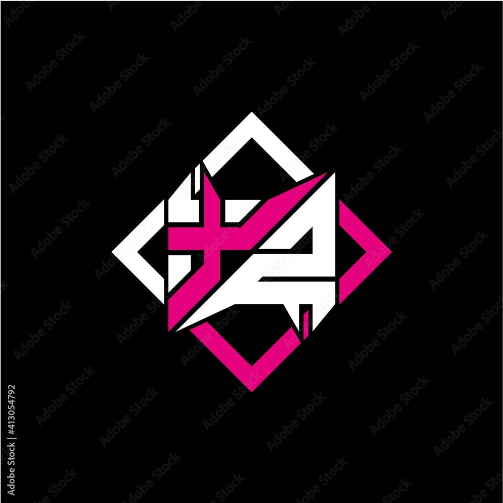 Modern minimalist design with letter X Z initials and rectangular frame