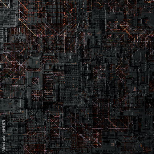Digital data flowing in circuit connection, thecnology concept