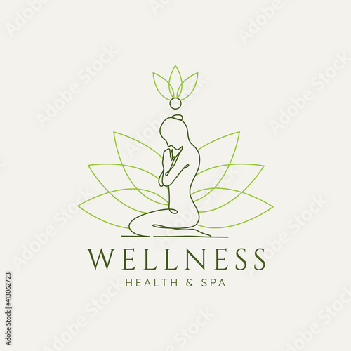 wellness minimalist line art logo template vector illustration design. luxury simple modern spa, cosmetics, boutique luxury logo concept