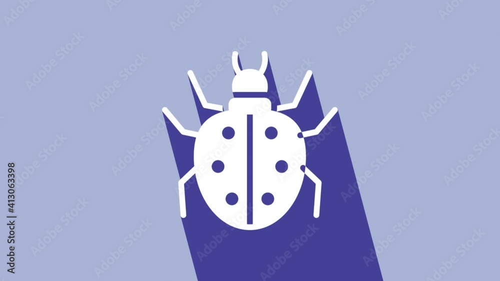 White Mite icon isolated on purple background. 4K Video motion graphic animation White Mite icon isolated on purple background. 4K Video motion graphic animation
