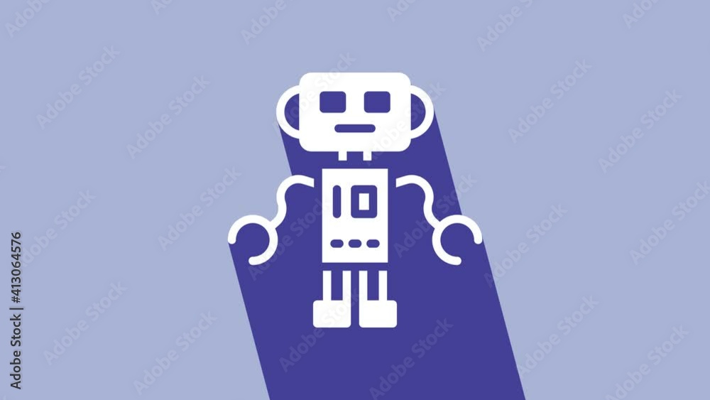 White Robot toy icon isolated on purple background. 4K Video motion graphic animation White Robot toy icon isolated on purple background. 4K Video motion graphic animation
