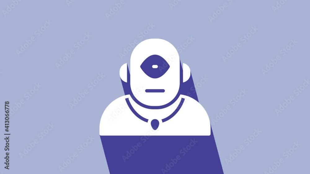 White Cyclops icon isolated on purple background. 4K Video motion graphic animation White Cyclops icon isolated on purple background. 4K Video motion graphic animation
