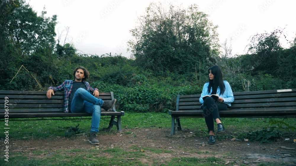 illusory conquest - man casts seductive glances at a girl thinking she is alone illusory conquest - man casts seductive glances at a girl thinking she is alone