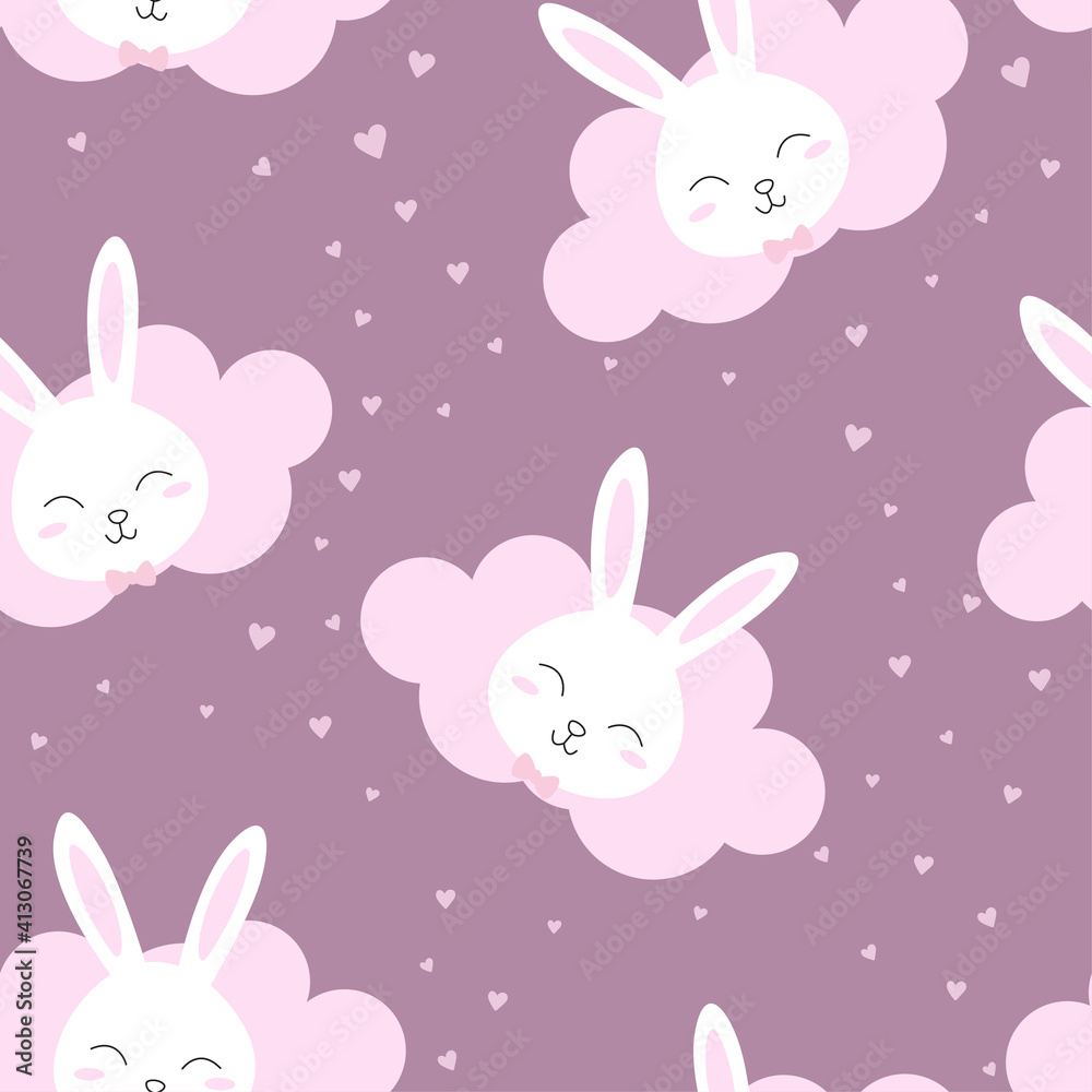 Cute bunnies vector seamless pattern. Easter background Cute bunnies vector seamless pattern. Easter background