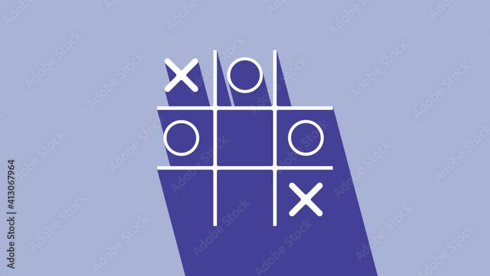 White Tic tac toe game icon isolated on purple background. 4K Video motion graphic animation