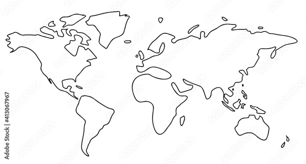 Line drawing of world map Line drawing of world map