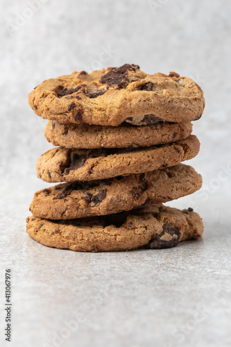 Cookies stacked with a light colored background