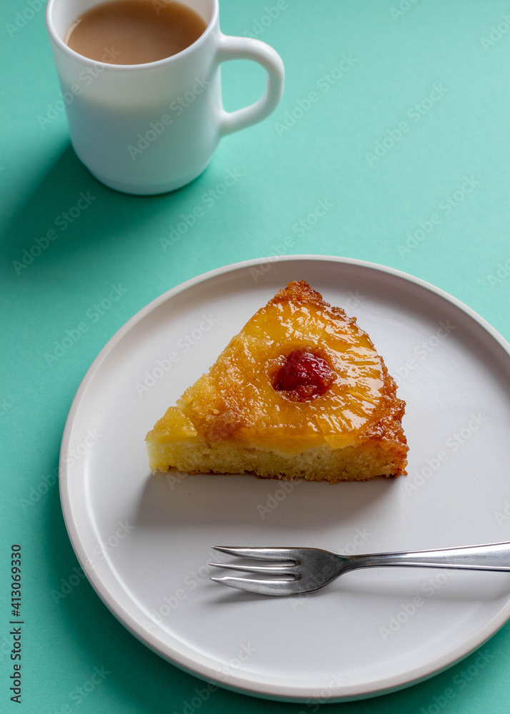 afternoon cup of English tea with pineapple upside down cake afternoon cup of English tea with pineapple upside down cake