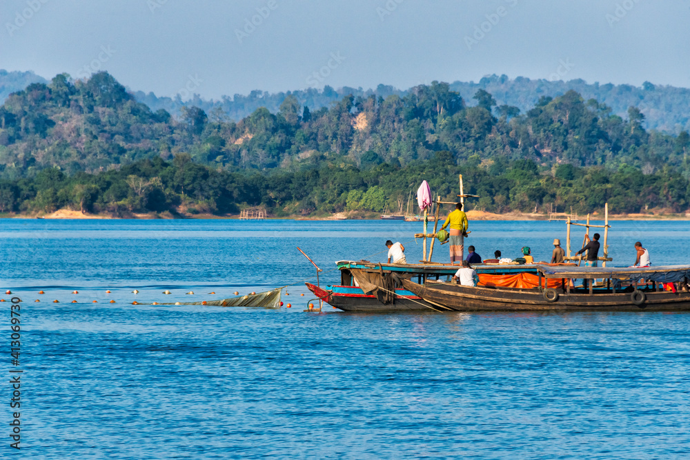 Fishing boat on Kaptai Lake, Rangamati, Chittagong Division, Bangladesh