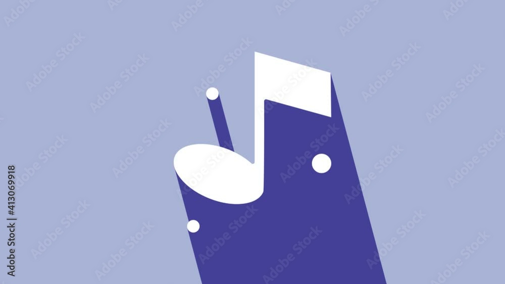 White Music note, tone icon isolated on purple background. 4K Video motion graphic animation White Music note, tone icon isolated on purple background. 4K Video motion graphic animation