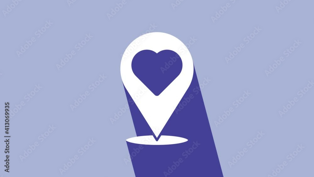 White Map pointer with heart icon isolated on purple background. Valentines day. Love location. Romantic map pin. 4K Video motion graphic animation White Map pointer with heart icon isolated on purple background. Valentines day. Love location. Romantic map pin. 4K Video motion graphic animation