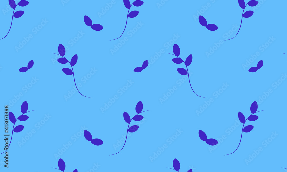 Vector pattern purple leaves on blue background Vector pattern purple leaves on blue background