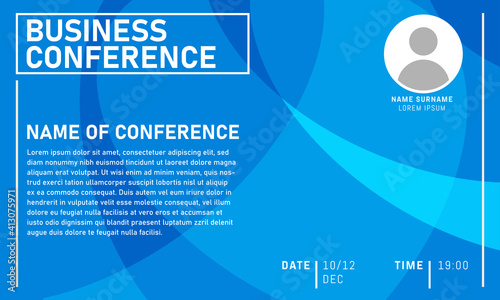 Business conference invitation concept. Colorful simple geometric background. Template for banner, poster, flyer, magazine page.
