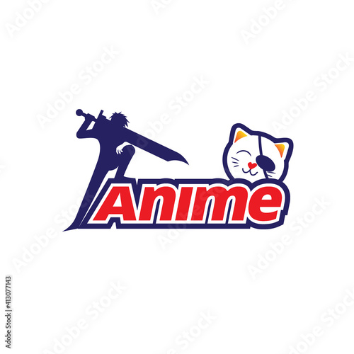 Anime silhouette illustration vector