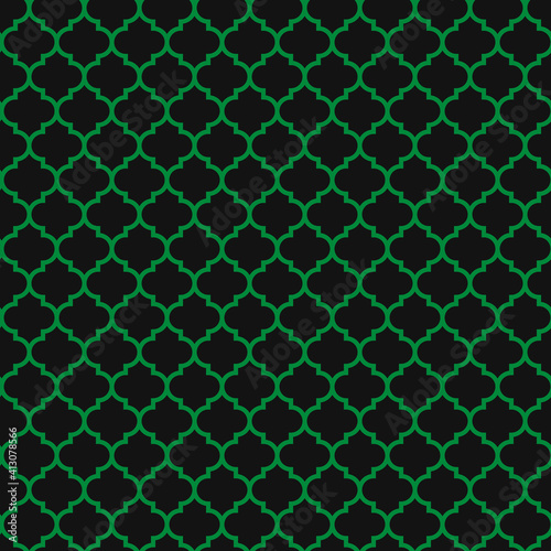 Green arabesque seamless pattern. St. Patrick s day tile background. Saint Patricks backdrop. Vector template for fabric, textile, wallpaper, wrapping paper, etc