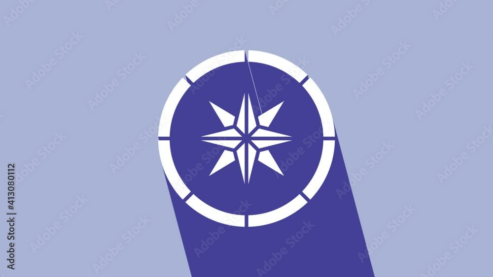 White Compass icon isolated on purple background. Windrose navigation symbol. Wind rose sign. 4K Video motion graphic animation White Compass icon isolated on purple background. Windrose navigation symbol. Wind rose sign. 4K Video motion graphic animation