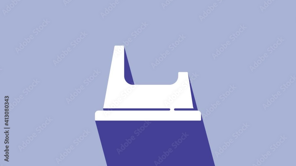 White Baby potty icon isolated on purple background. Chamber pot. 4K Video motion graphic animation White Baby potty icon isolated on purple background. Chamber pot. 4K Video motion graphic animation