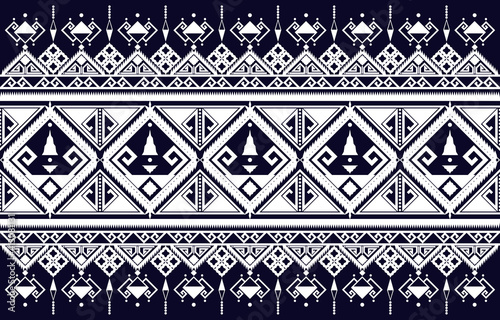 Ethnic cloth geometric pattern. On Asian style rug EP.2.