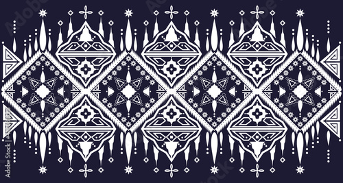 Ethnic cloth geometric pattern. On Asian style rug EP.1.