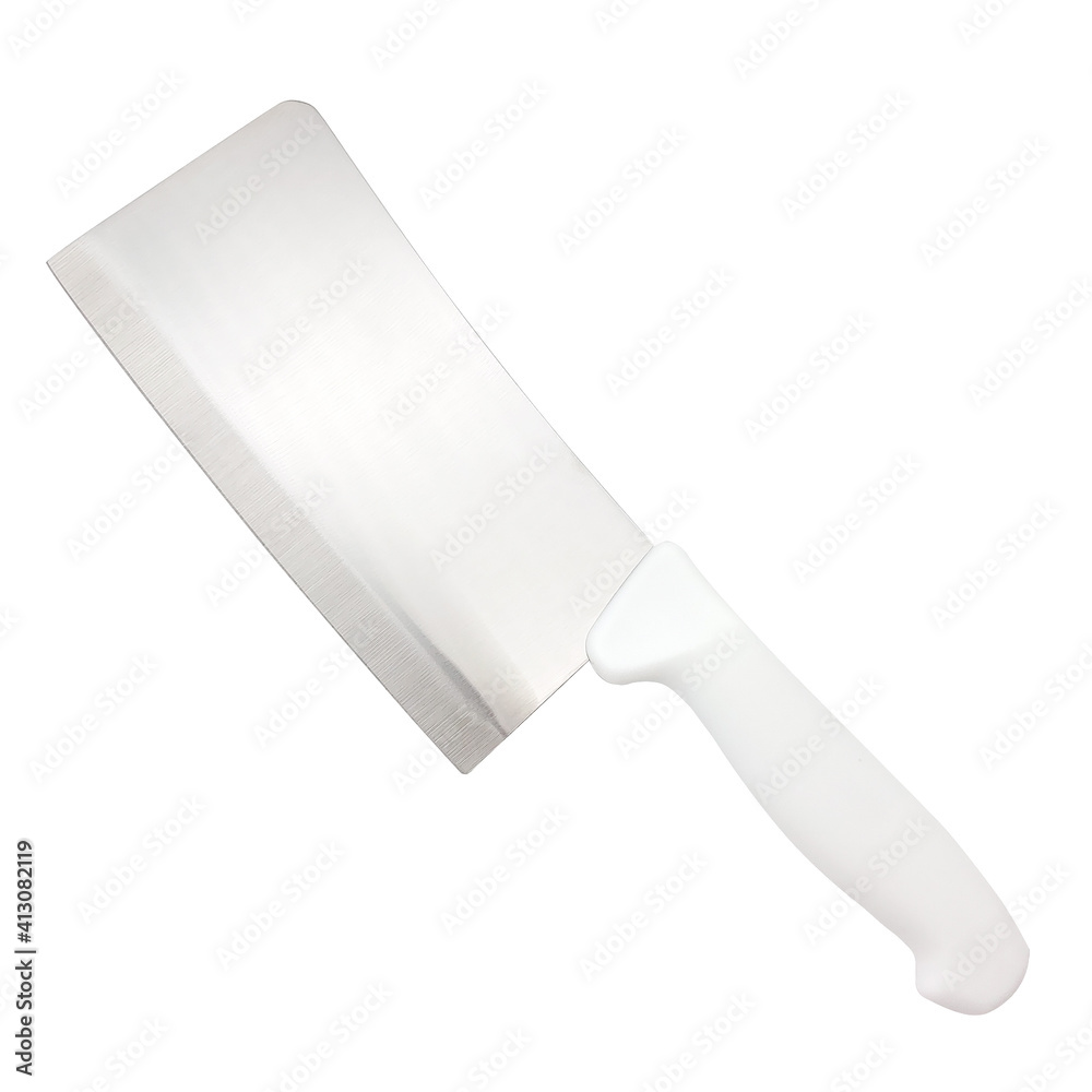 Meat Cleaver Chopper Butcher Knife 7" in stainless steel with white Handle for meat, bone and ...