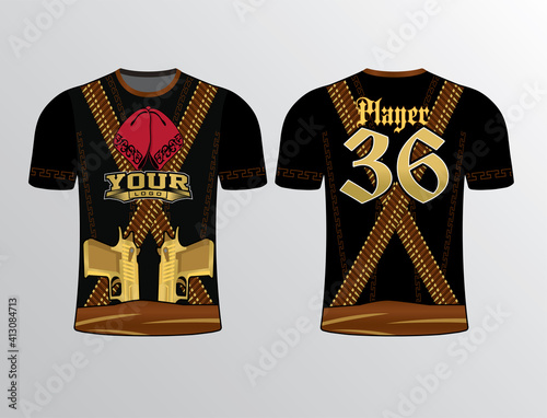Softball baseball slowpitch esports sports gear for team jersey template and 2D mockup