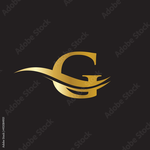 Water Wave G Logo Vector. Swoosh Letter G Logo Design for business and company identity.