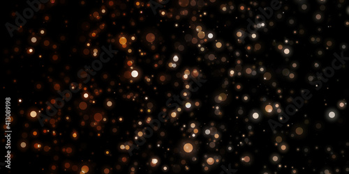 Bokeh Abstract shiny light and glitter with de focused. Glitter light background, Gold, White, Blue bokeh glitter sparkle background. Bokeh light effect creative background.