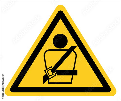 Please wear your seat belt, warning sign, item tag.
