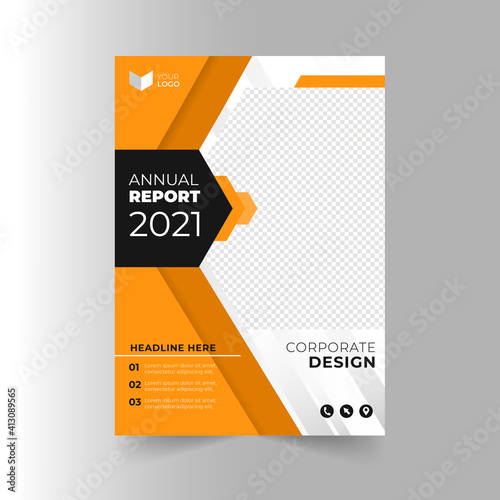 geometric modern shape yellow-black color annual corporate report cover template