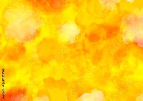 Orange and  Yellow watercolor abstract background material