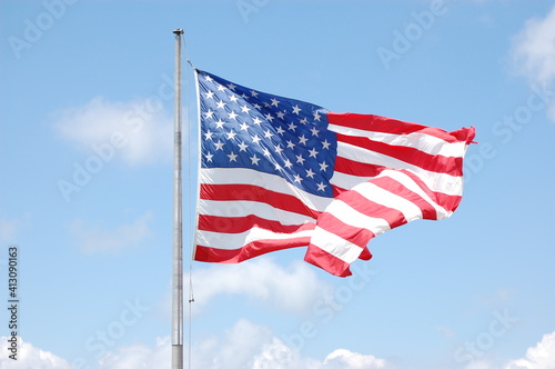 American flag waving in the wind