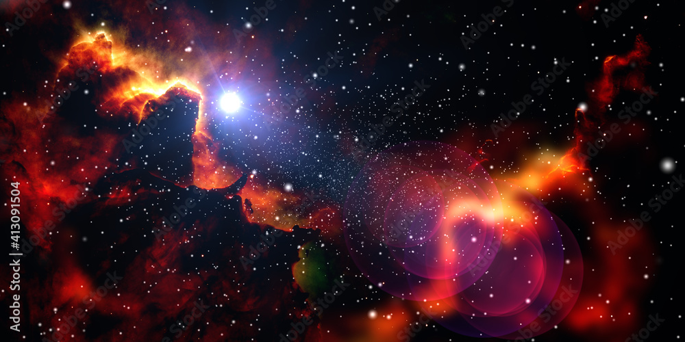 Space nebula cloud with sunlight galaxy background. astronomy cloud fractal dust with cloud background