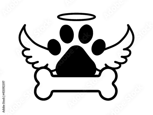 Pet Memorial Remembrance, Pet Loss, Dog Cat, Angel Wings, Animal Death, Paw Print, Dog Bone, Silhouette Vector, Customize