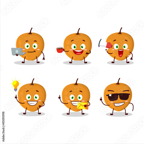 Lulo fruit cartoon character with various types of business emoticons