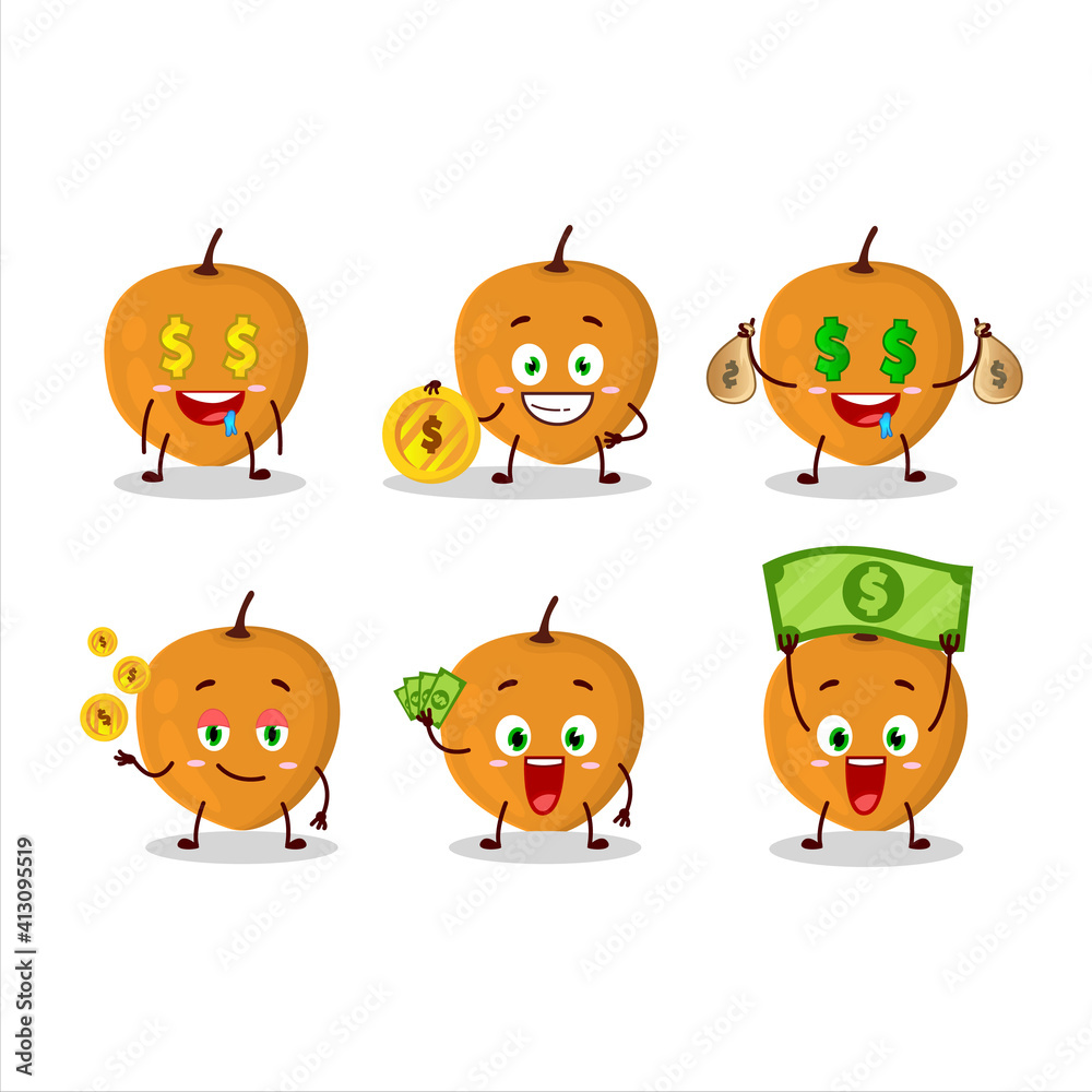Lulo fruit cartoon character with cute emoticon bring money Lulo fruit cartoon character with cute emoticon bring money