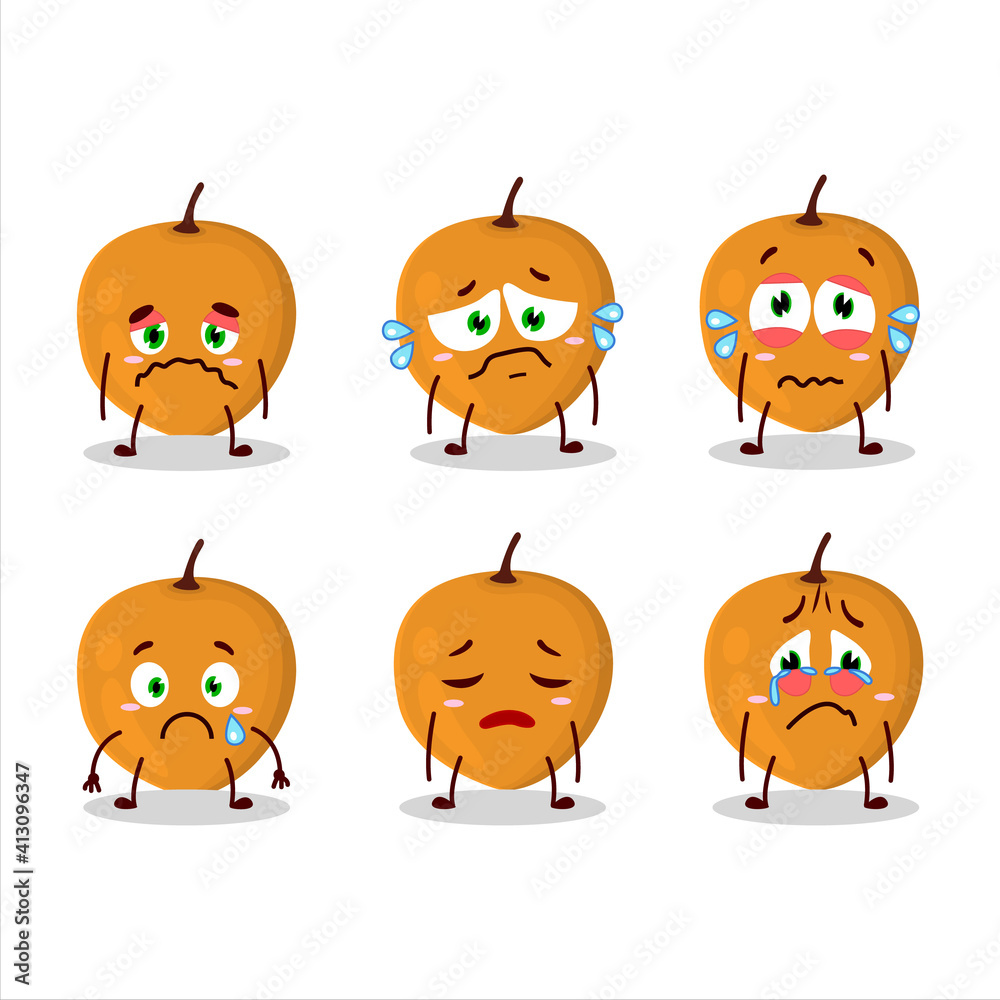 Lulo fruit cartoon character with sad expression