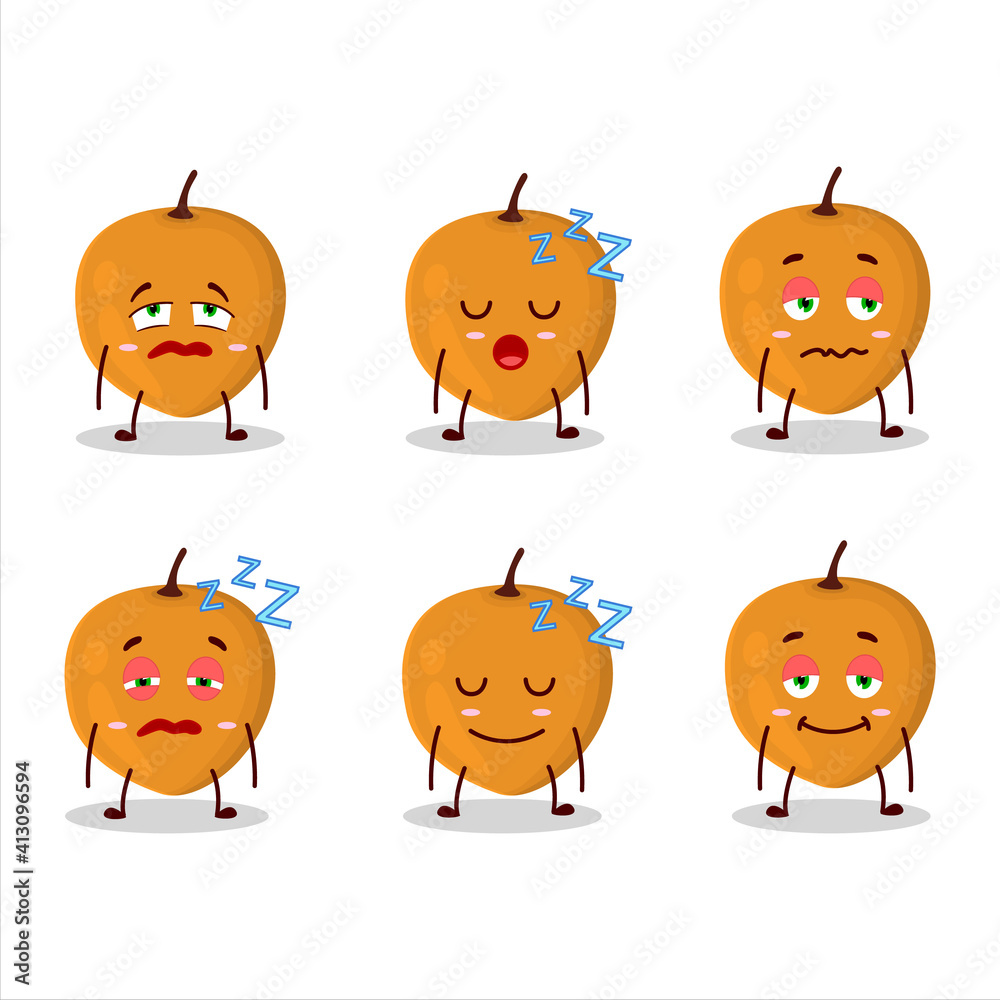 Cartoon character of lulo fruit with sleepy expression Cartoon character of lulo fruit with sleepy expression